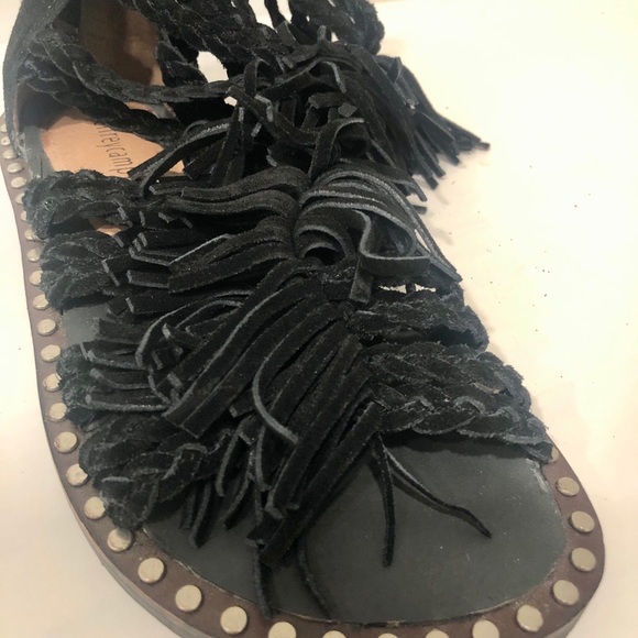 Jeffrey Campbell Black Fringe Gladiator Sandals 6 - Picture 6 of 8